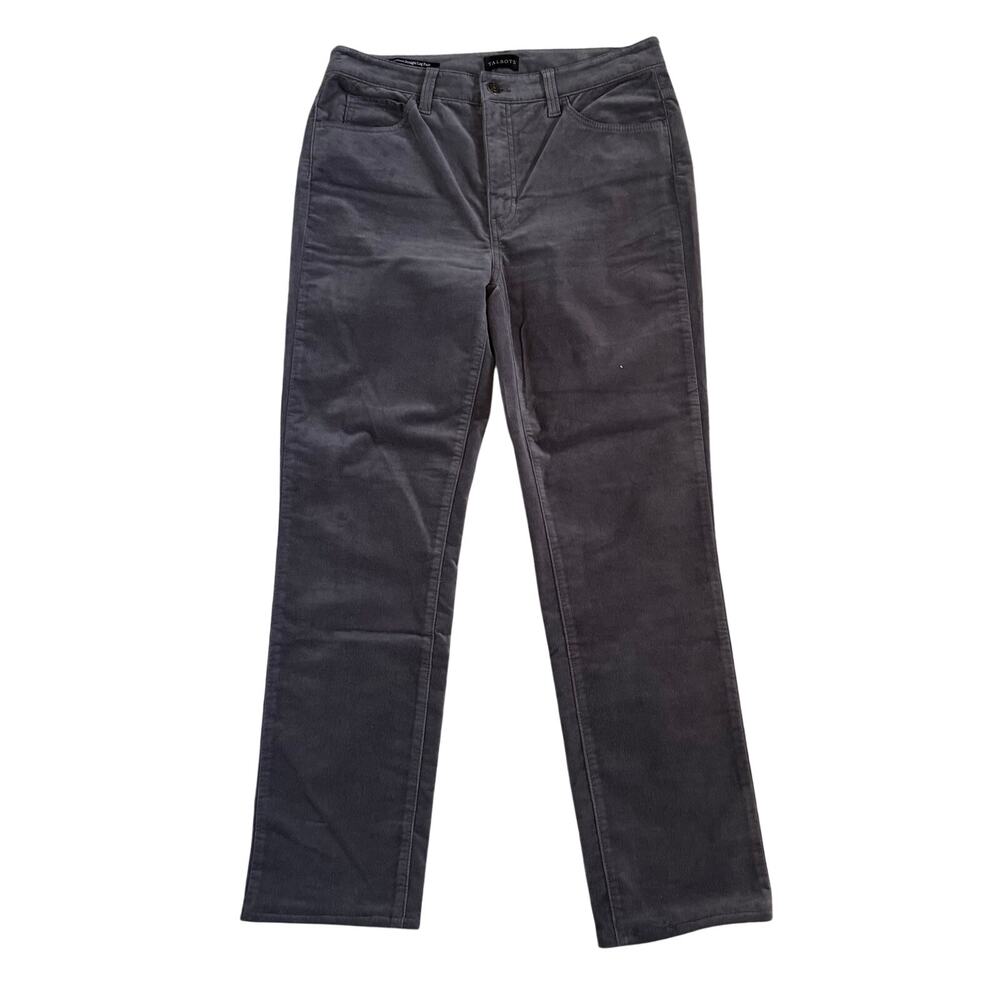 Talbots Pants Womens Size 8 Gray Velveteen Straight Leg Flat Front Career Hemmed